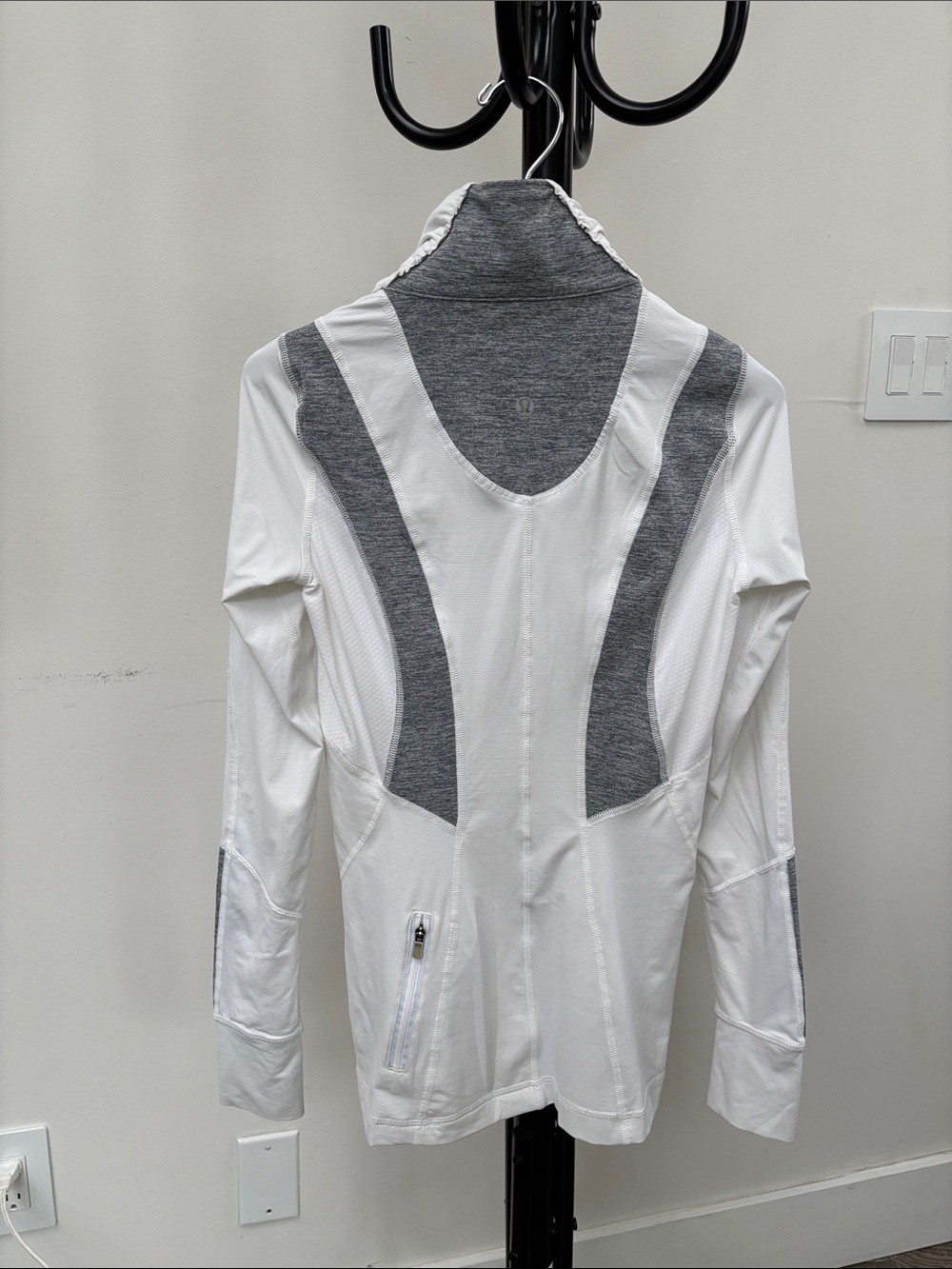 lululemon athletica White and Gray 1/2 Zip Performance Jacket